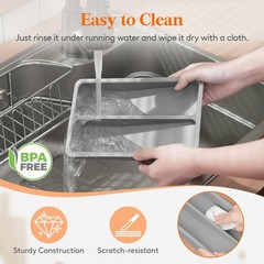 Lifewit Compact Silverware Organizer for 16.54×5.71×2.36IN, Gray&White