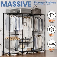 960LBS Heavy Duty Garment Rack Clothes Rack Freestanding Closet Clothing Shelves