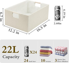 Beige Foldable Storage Cubes with Wooden Handles – 2 Pack Organizer Bins