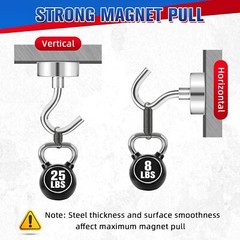 8Pack Heavy Duty Magnetic Hooks, 25 Lbs Strong Magnet Hooks for Hanging, Magnet